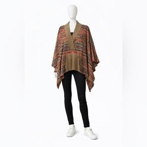 Lavish Multicolor Geometric Poncho